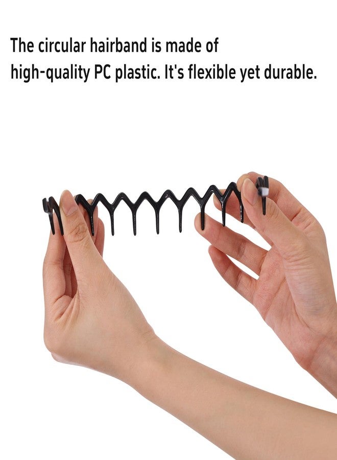 QFE 5PCS Zig Zag Headbands for Women Head Hair Band Accessories No Slip Fashion Recycled Reversible Plastic Cranium Wavy with Teeth Comfortable Comb Headband with Washing Face 5 Packs Multicolored - Image 5